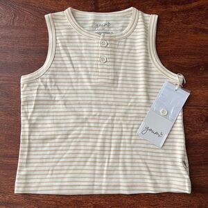 NWT Goumi Kids Tank Top Happy Dune Stripe SZ 4T Neutral Bamboo Organic Toddler